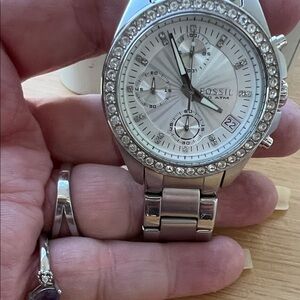 Fossil Silver Crystal-Accented Watch
